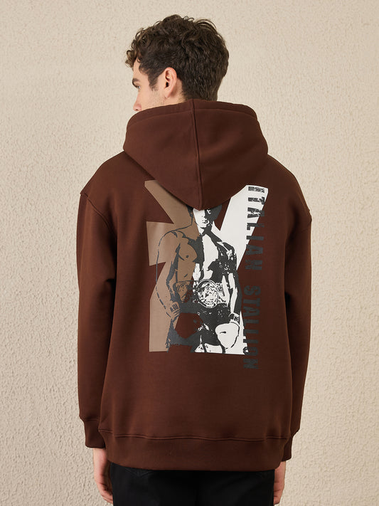 Reprise X Rocky Brown Oversize Printed Hoodie