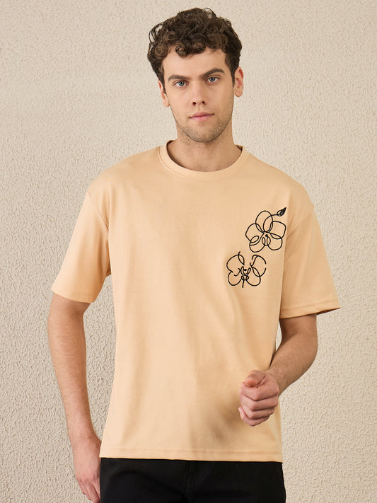 Light Orange Embroidered OVersize Tshirt