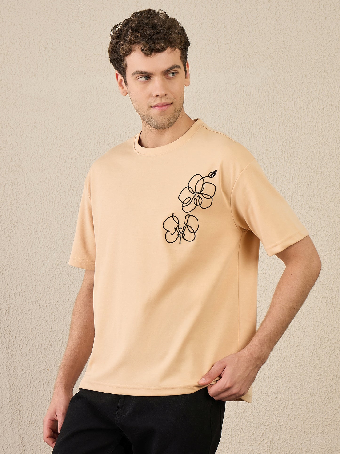 Light Orange Embroidered OVersize Tshirt