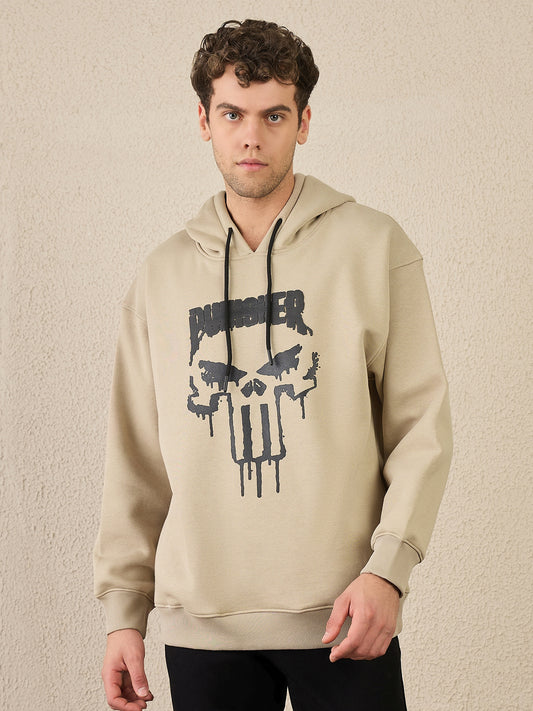 Reprise X Punisher  Beige Oversize Printed Hoodie
