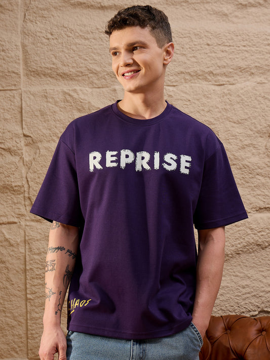 Men Oversized Round Neck Drop shoulder T-shirt Purple