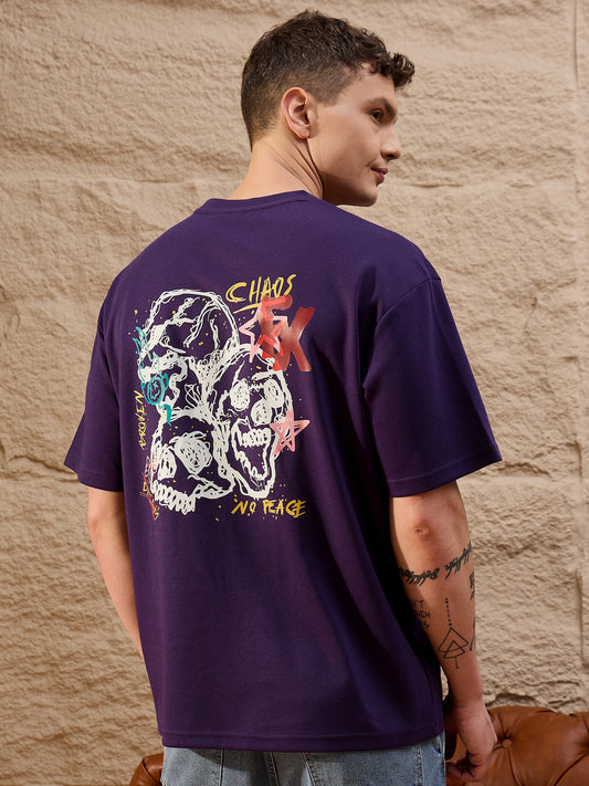 Men Oversized Round Neck Drop shoulder T-shirt Purple