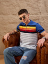 Men Striped Polo T-shirt Off White