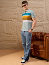 Men Striped Polo T-shirt Blue