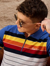 Men Striped Polo T-shirt Off White