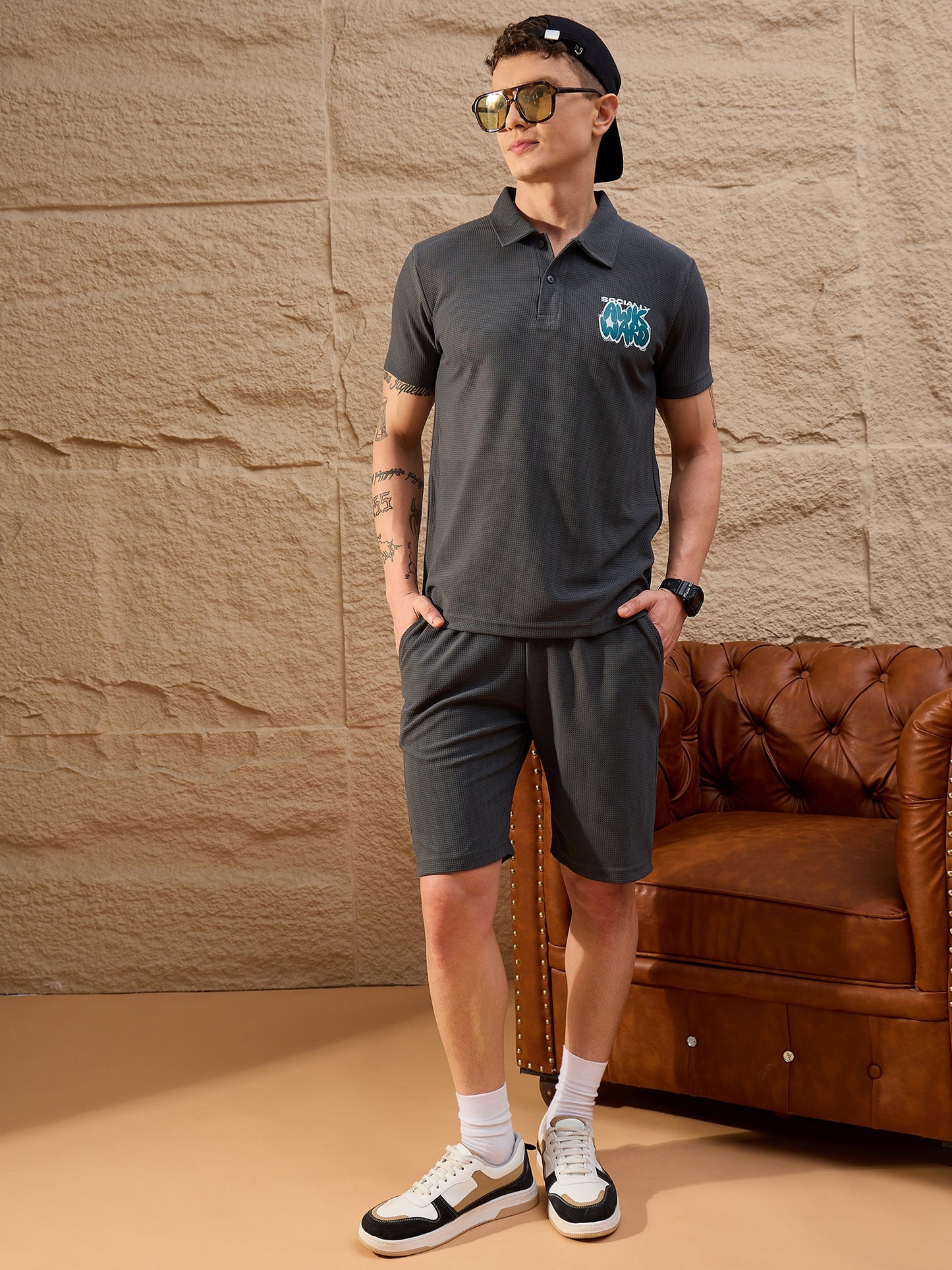 Men Co-ord Set Grey