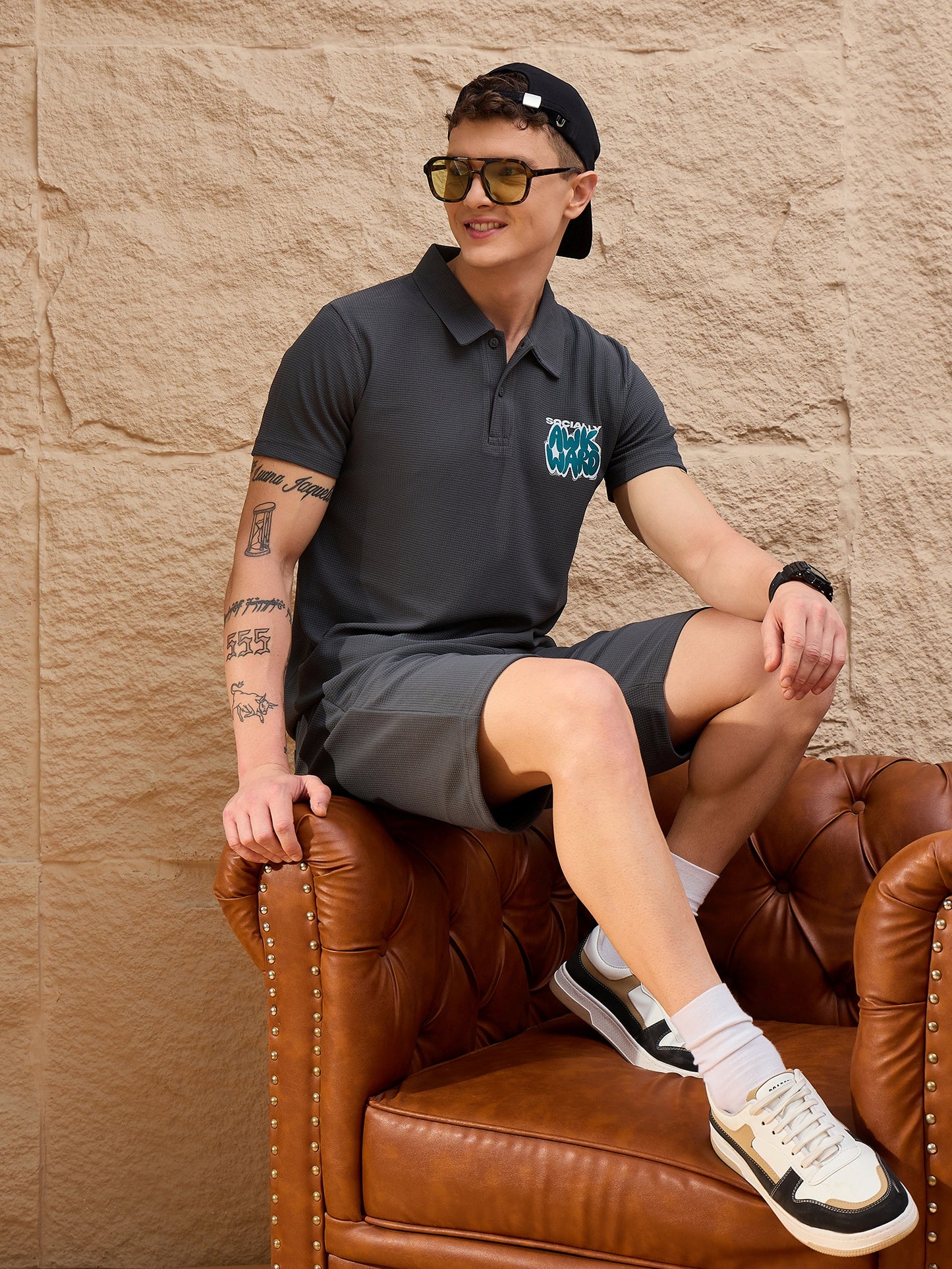 Men Co-ord Set Grey