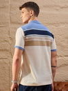 Men Striped Polo T-shirt Beige