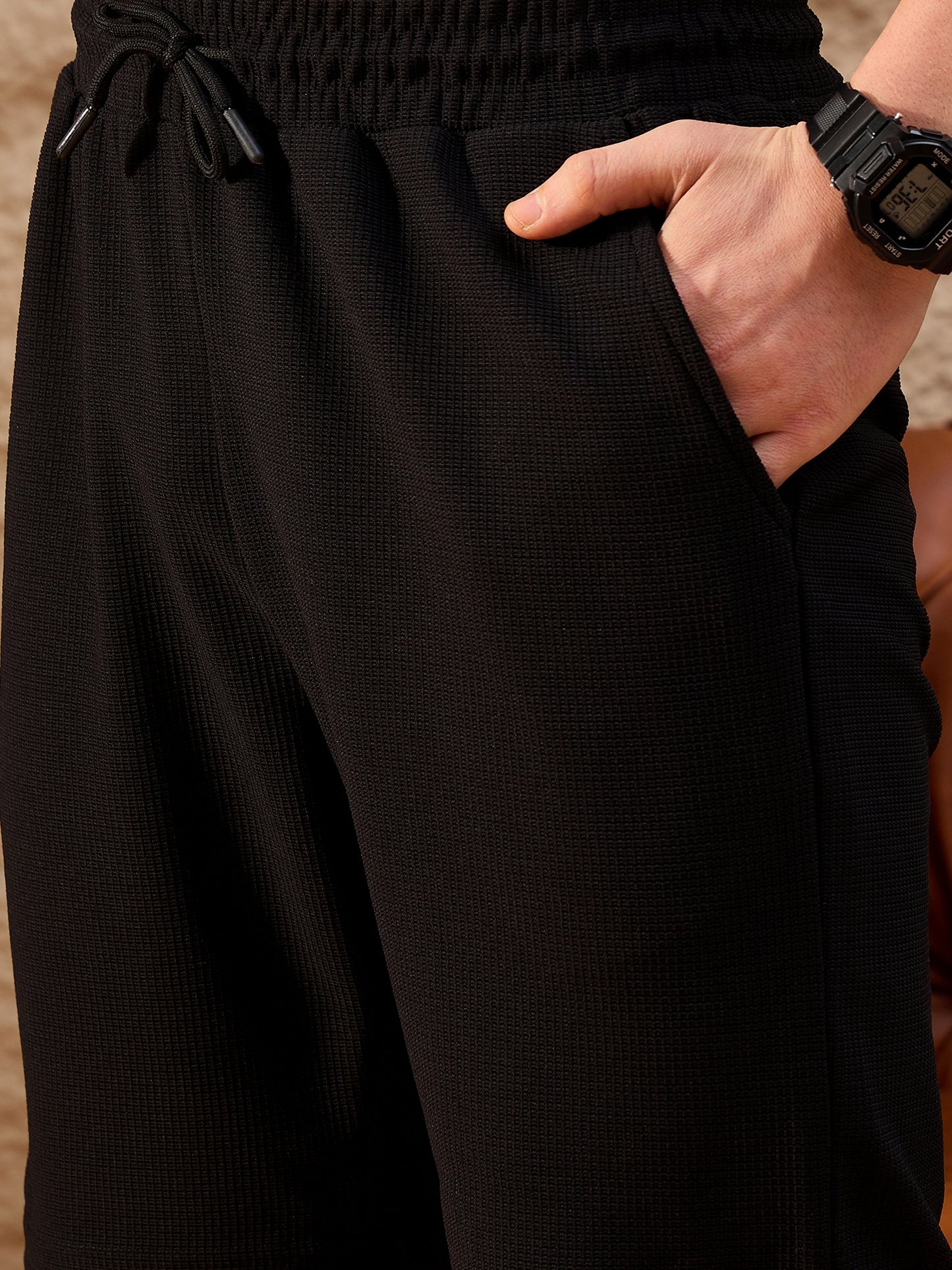 Men Printed Co-ord Set Black