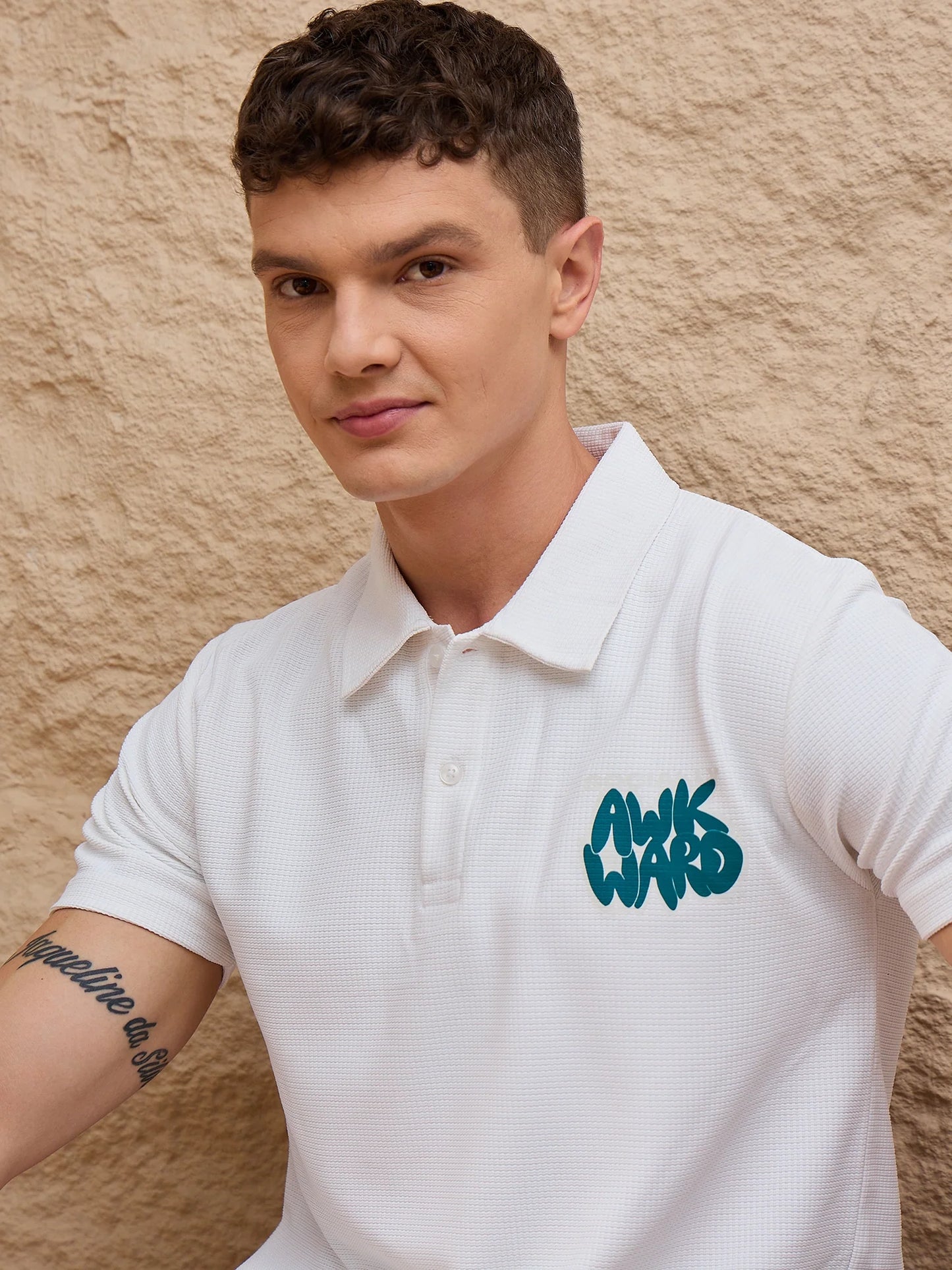 Men Printed Co-ord Set White