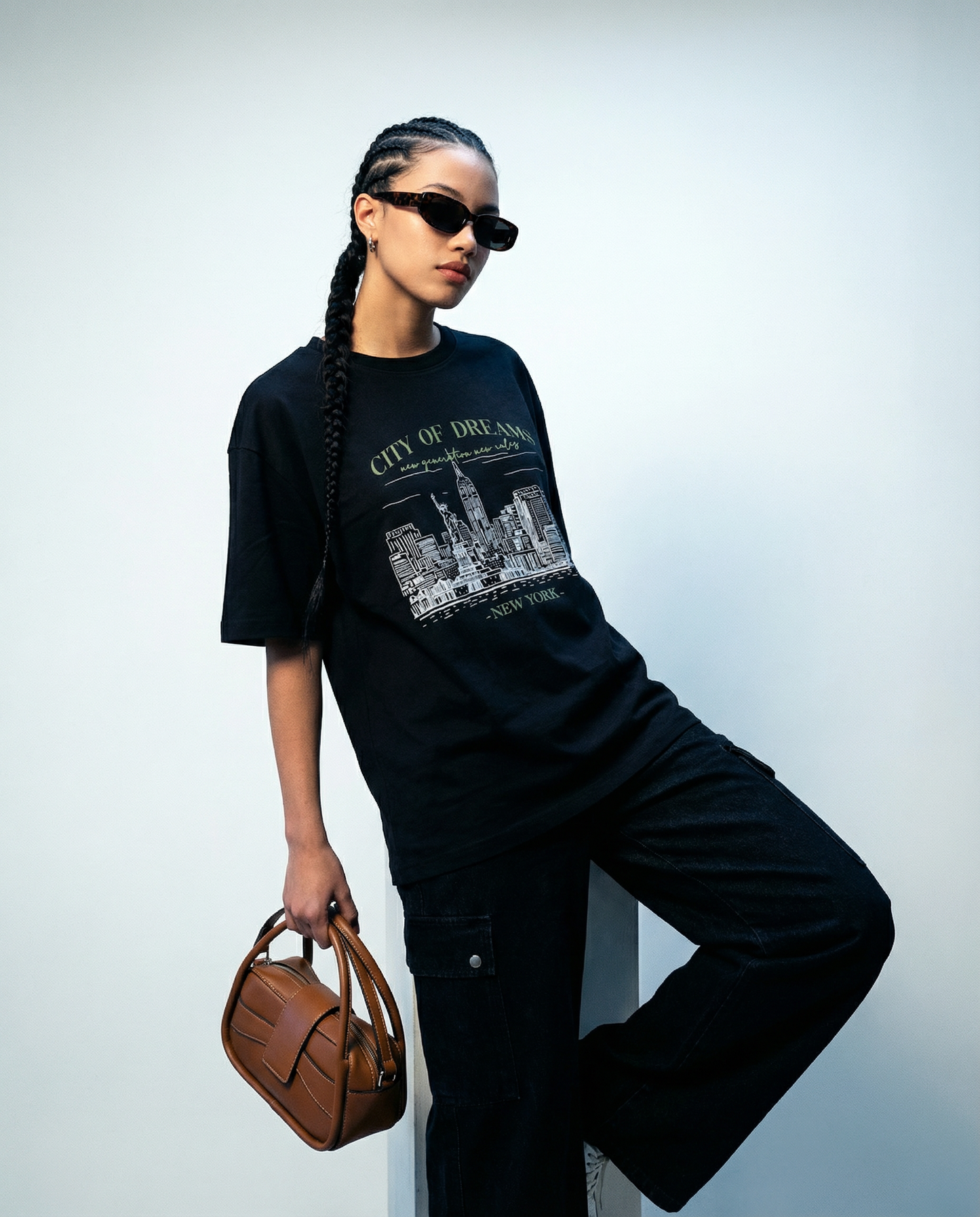 Women Oversized Round Neck Half Sleeves Tshirt Navy - Reprise