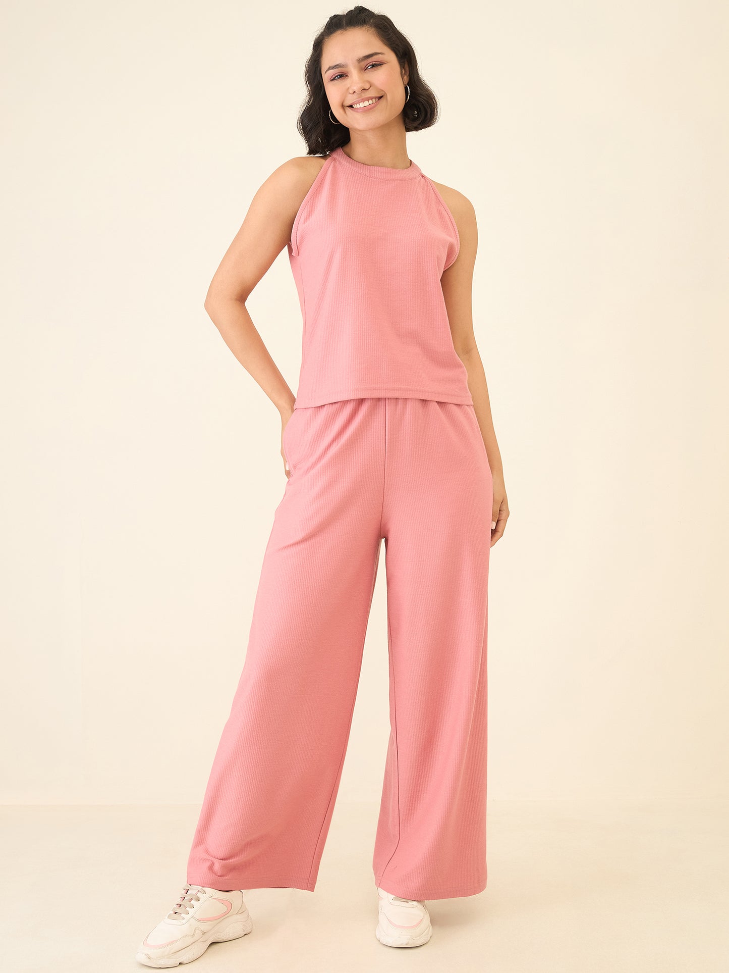 Co-ord Set Top Sleeveless Crop Top with Plazzo