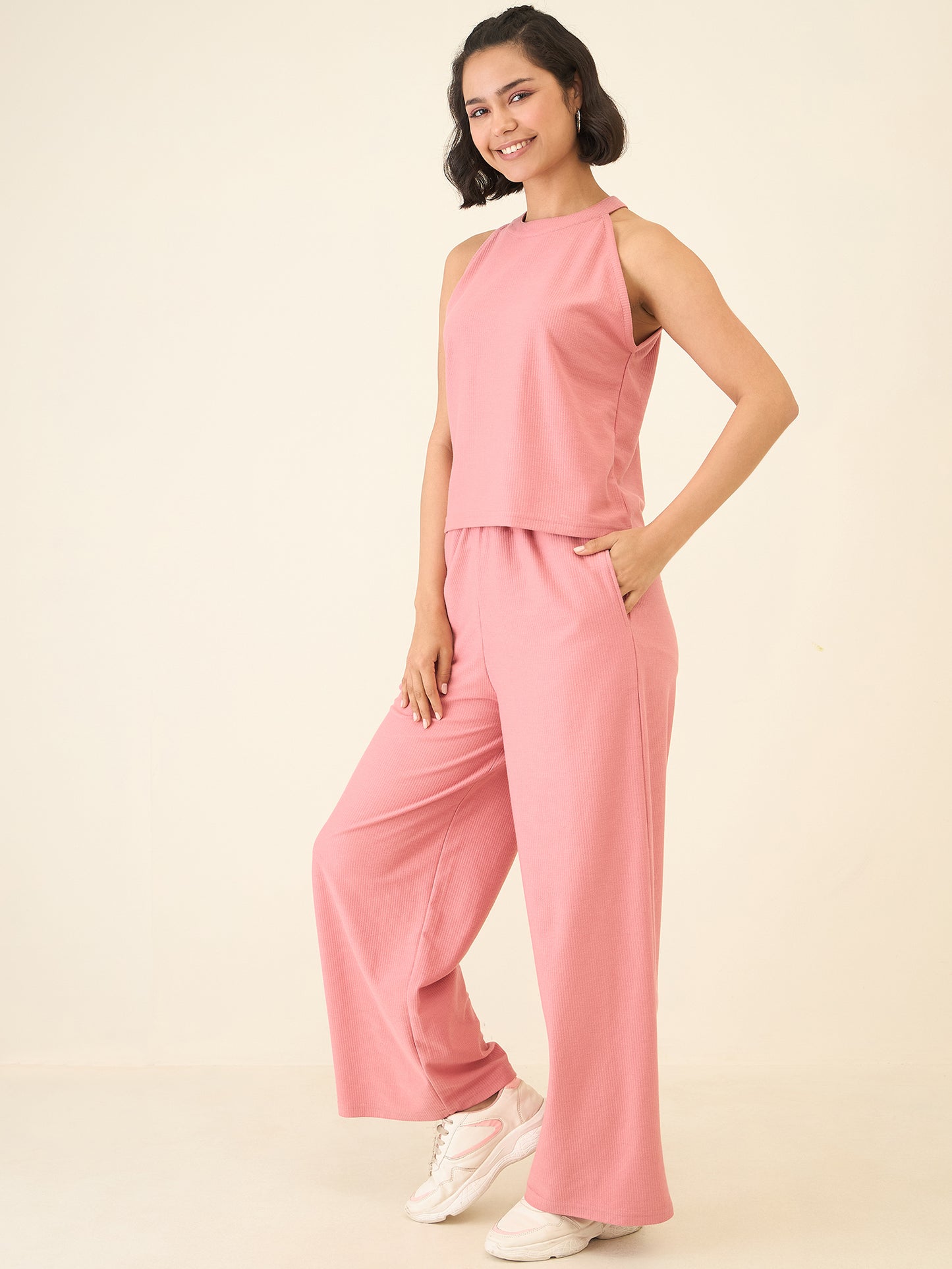 Co-ord Set Top Sleeveless Crop Top with Plazzo