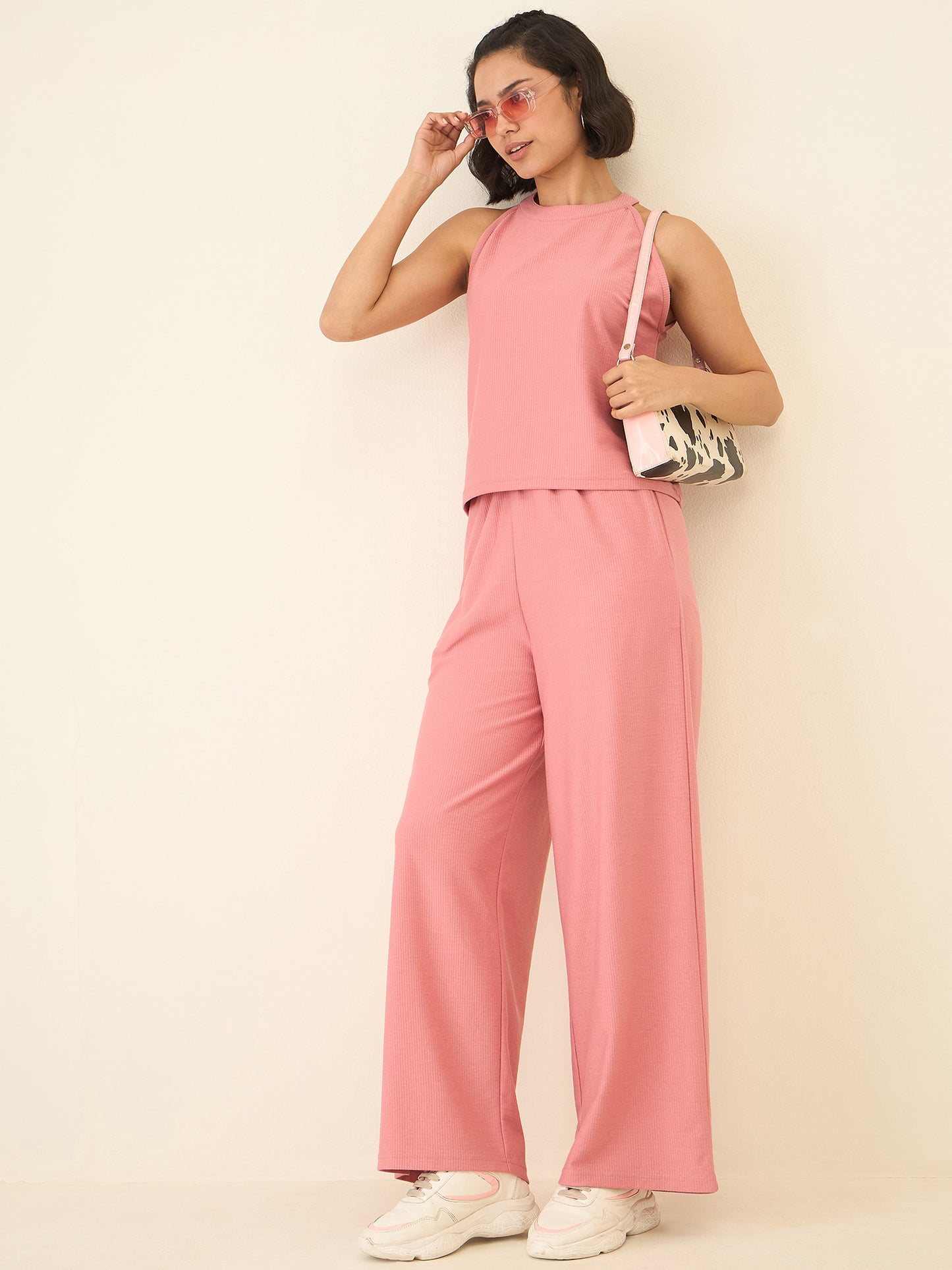 Co-ord Set Top Sleeveless Crop Top with Plazzo