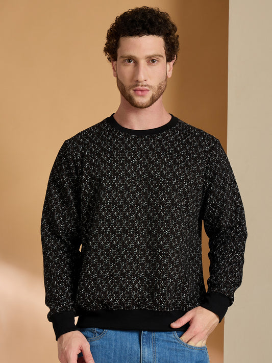 Textured Pullover Full Sleeves Round Neck Sweatshirt