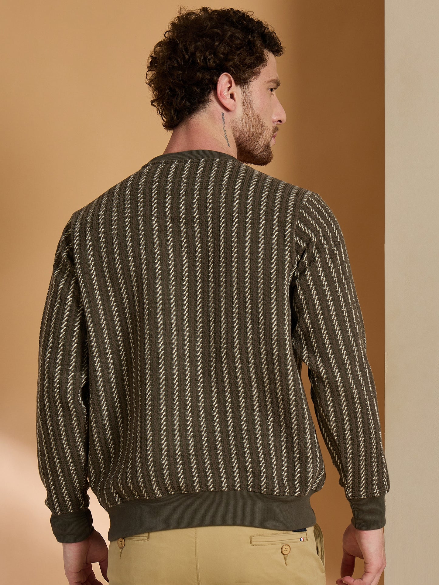 Textured Pullover Full Sleeves Round Neck Sweatshirt