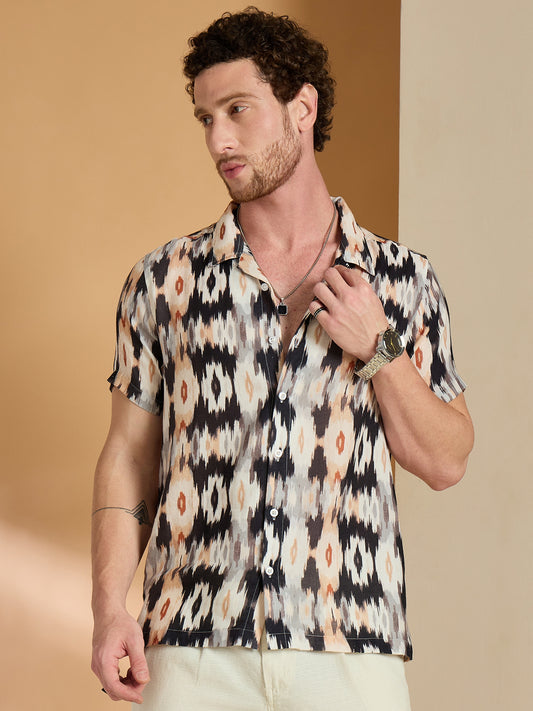Self Design Printed Half Sleeve Shirt