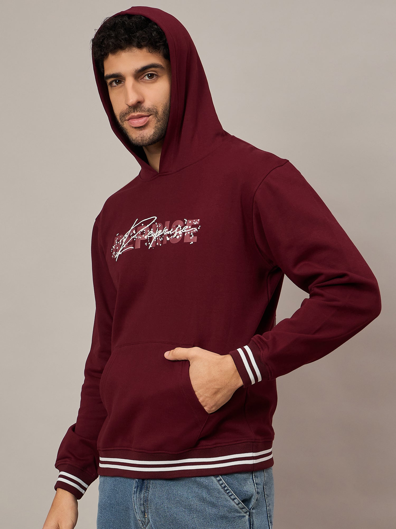 Maroon Printed Hoodie - Reprise