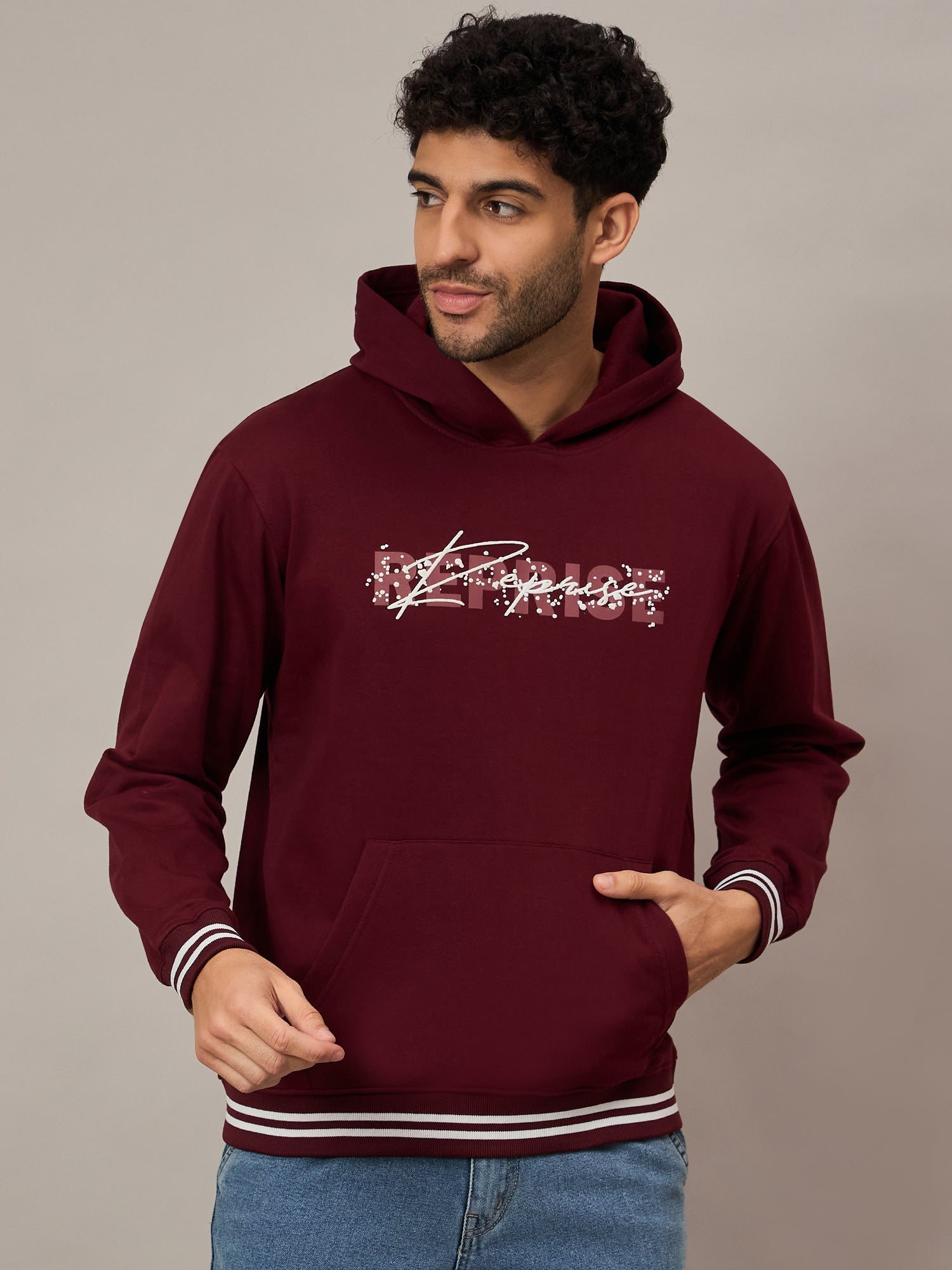 Maroon Printed Hoodie - Reprise