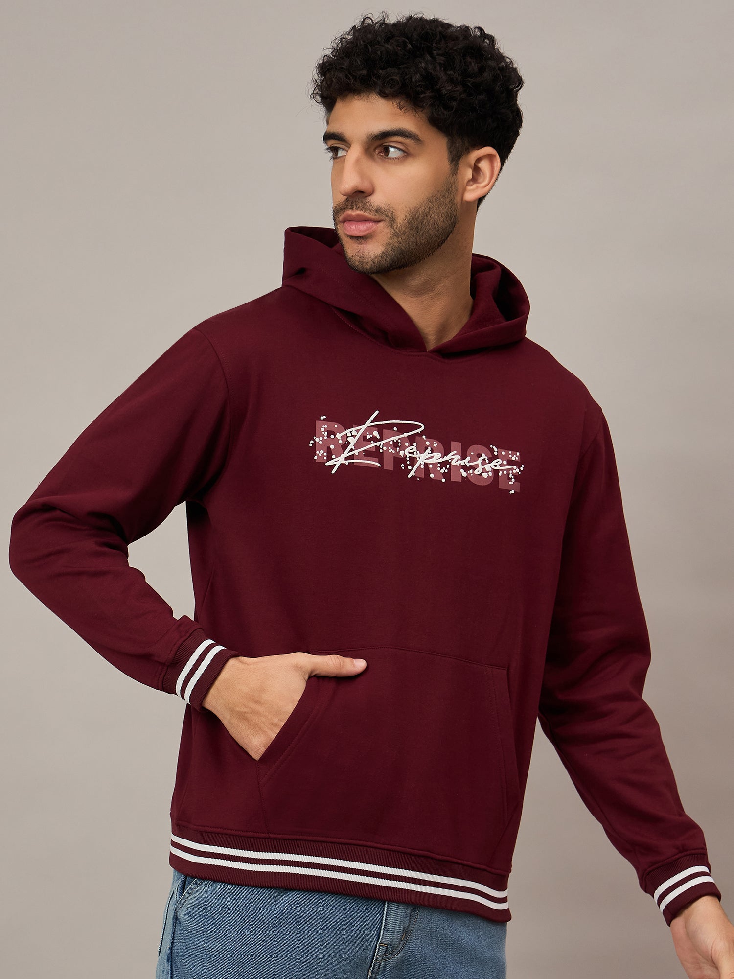 Maroon Printed Hoodie - Reprise