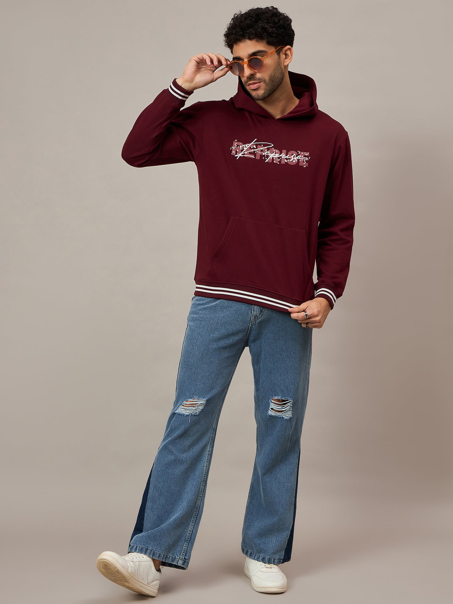 Maroon Printed Hoodie - Reprise