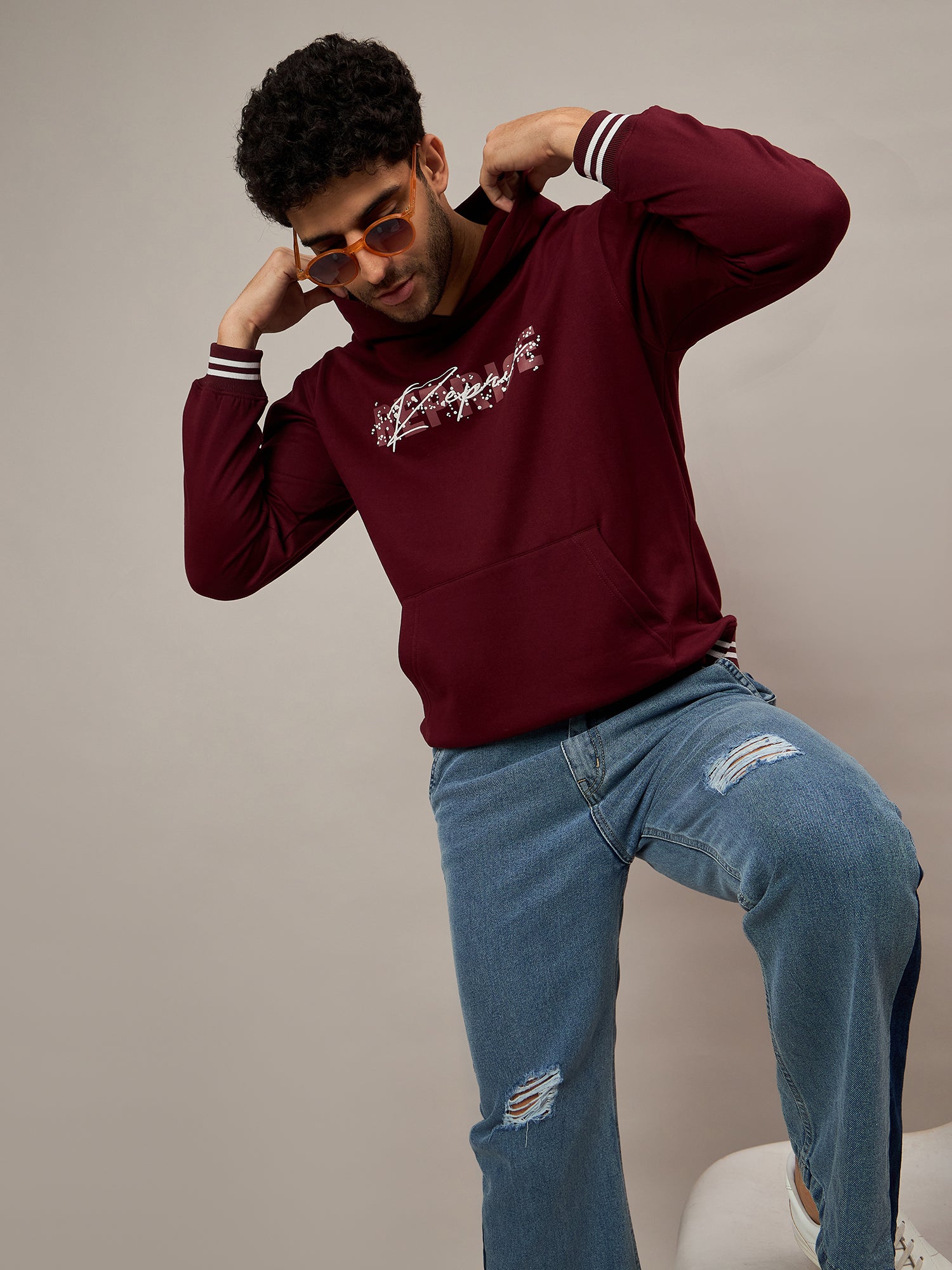 Maroon Printed Hoodie - Reprise