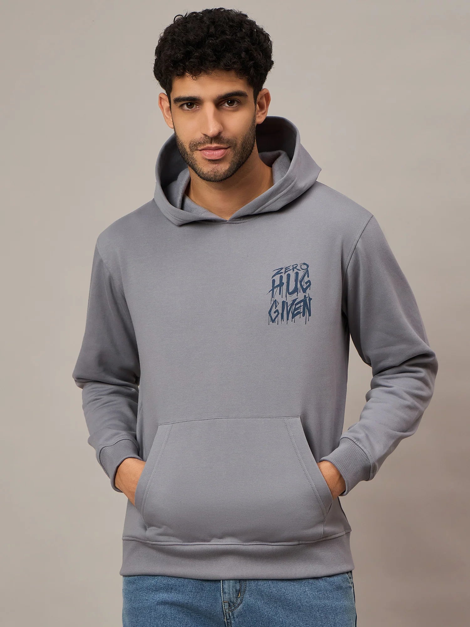 Men Printed Hoodie Grey - Reprise