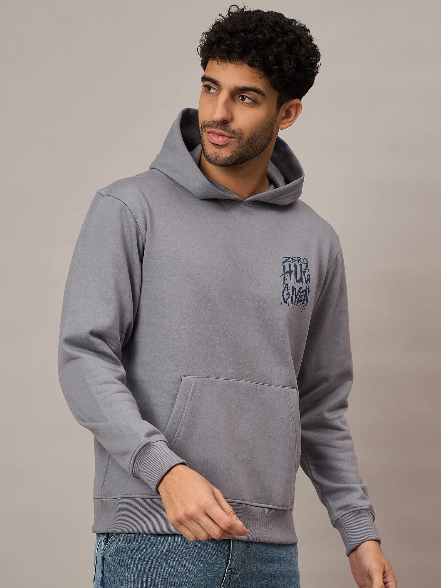 Men Printed Hoodie Grey - Reprise