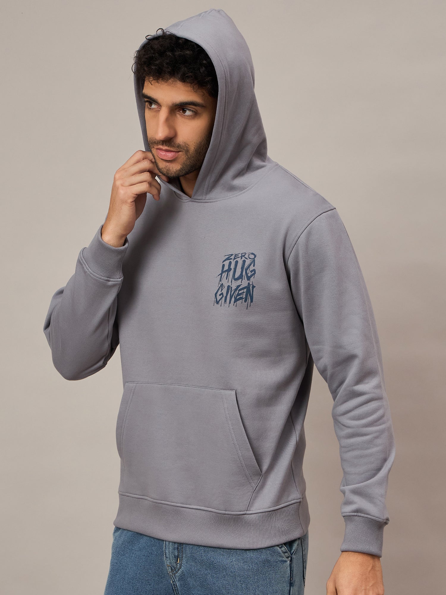 Grey Printed Hoodie - Reprise
