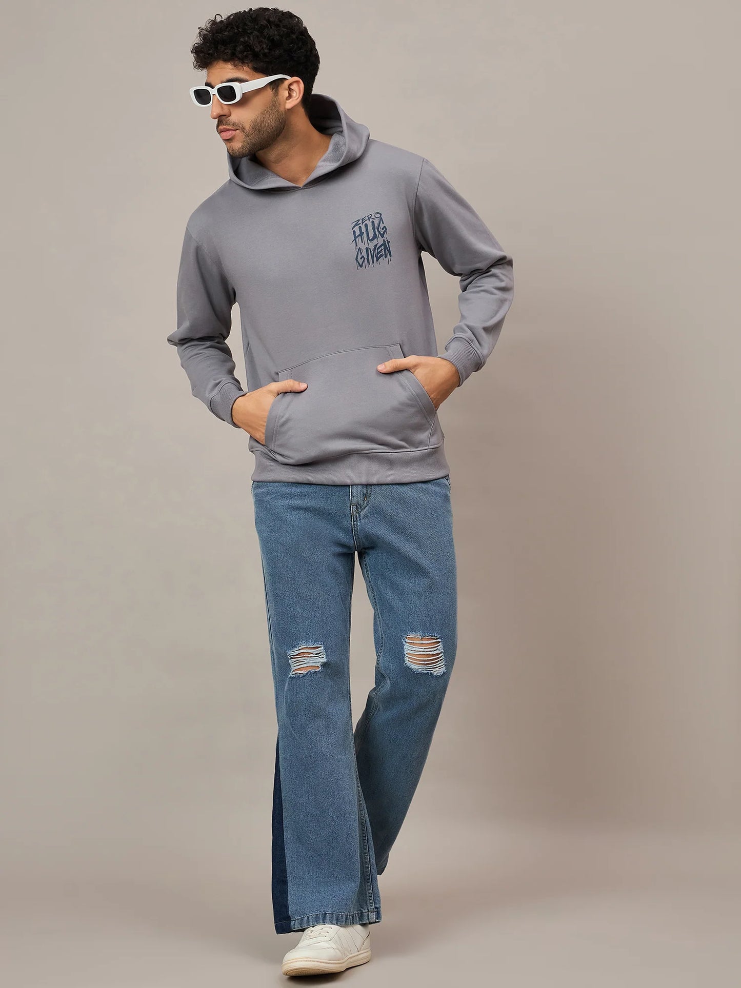 Men Printed Hoodie Grey - Reprise