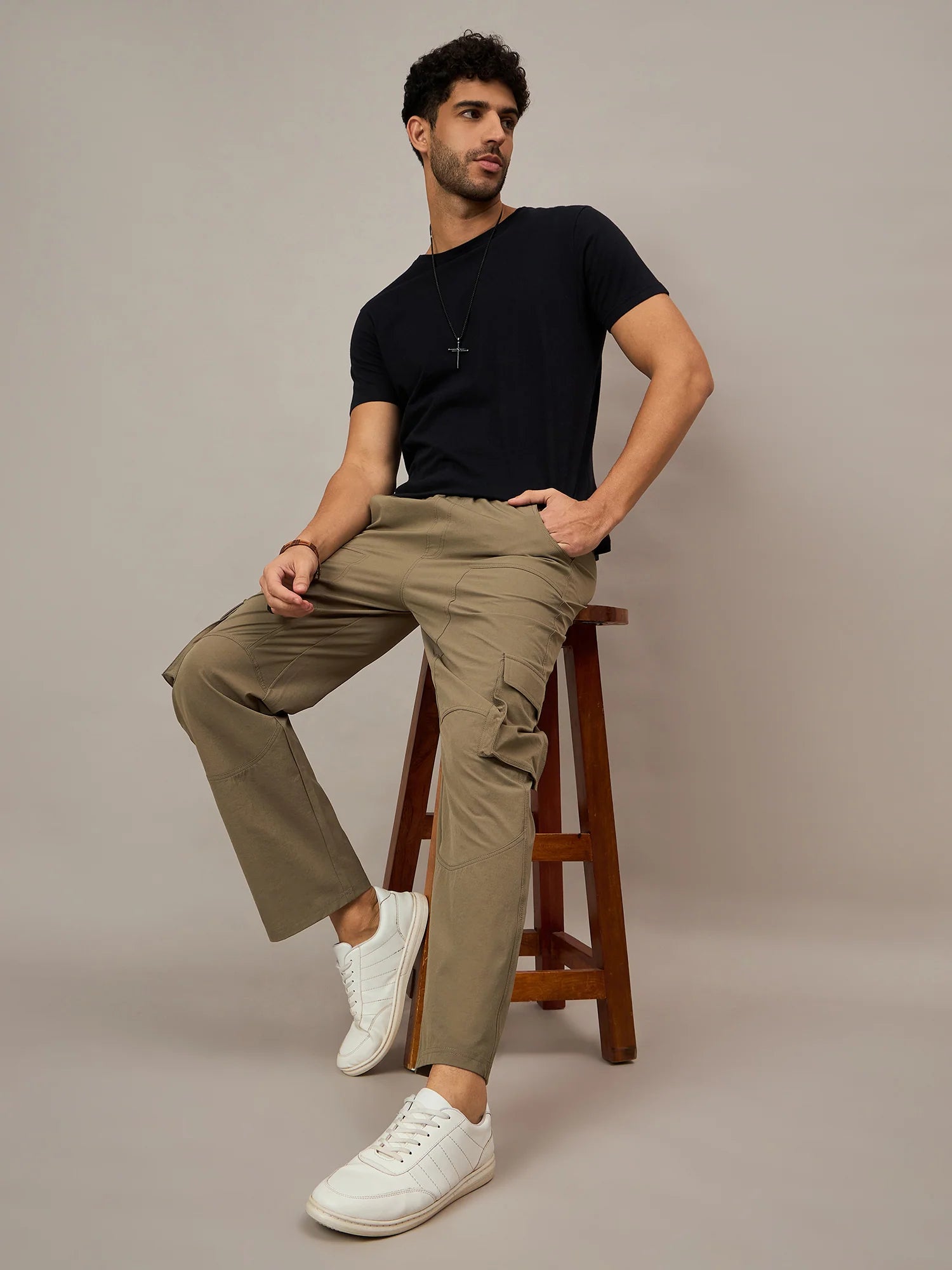 Men Olive Baggy Pants - Reprise