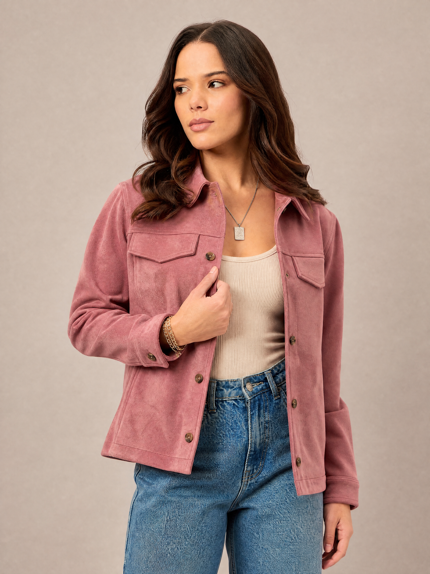Women Plain Jacket Pink