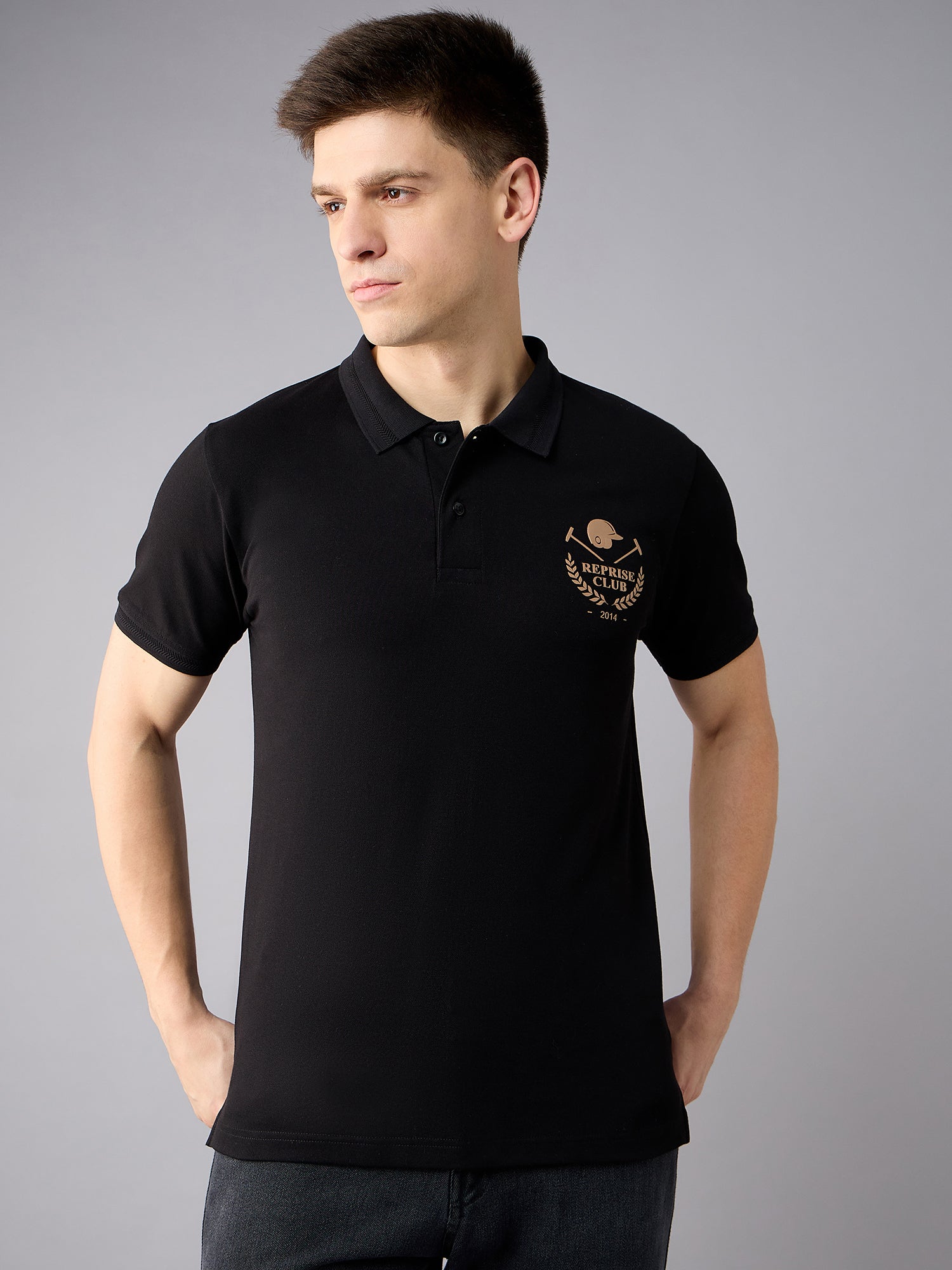 Black Printed Polo Shirt - Reprise