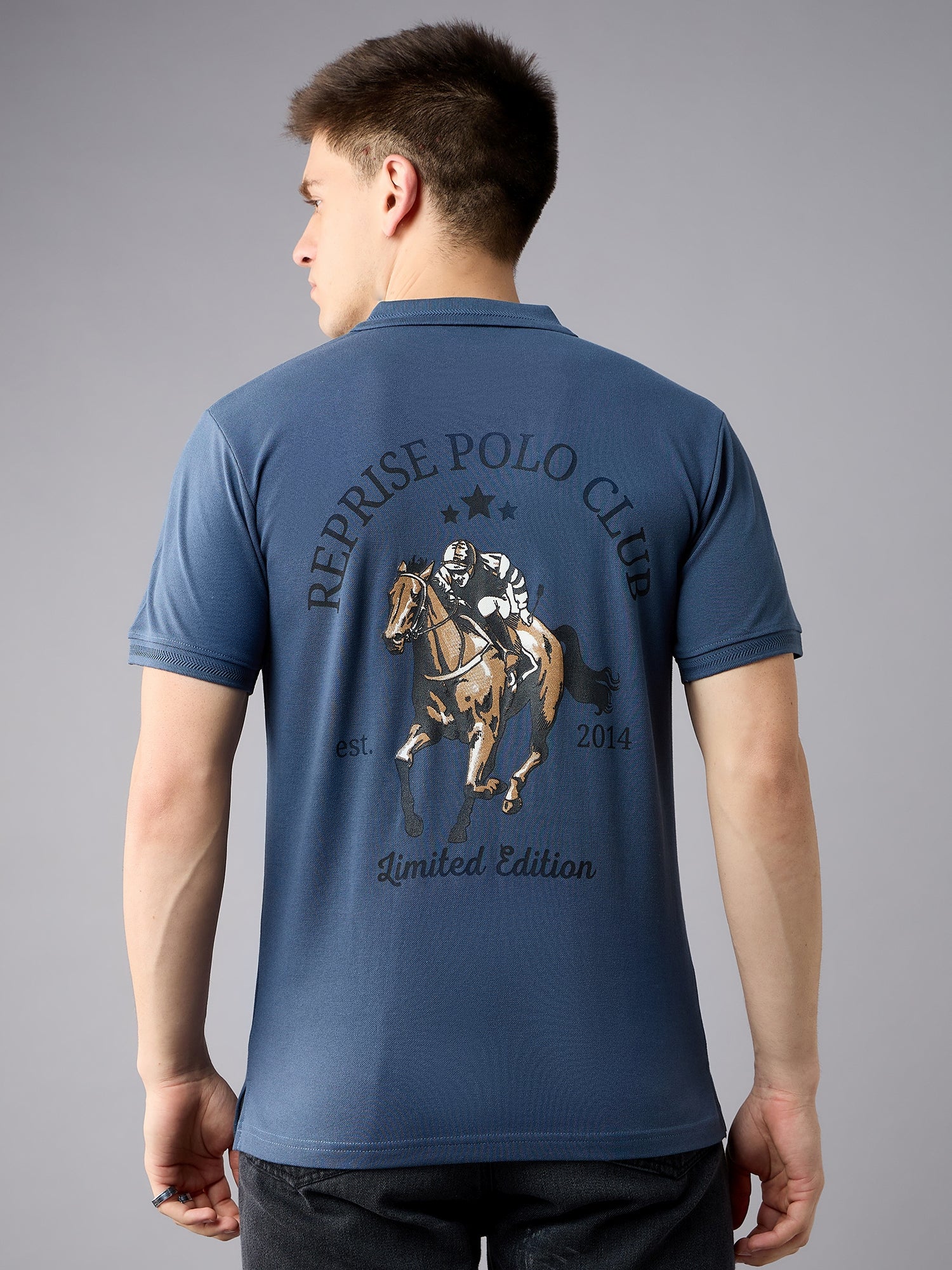 Blue Printed Polo Shirt - Reprise