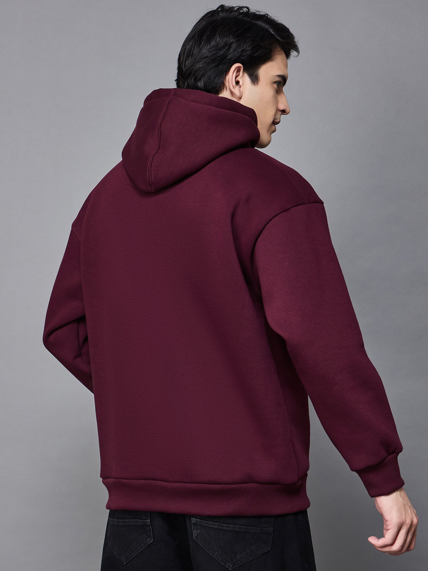 Maroon Oversized Embroidered Hoodie