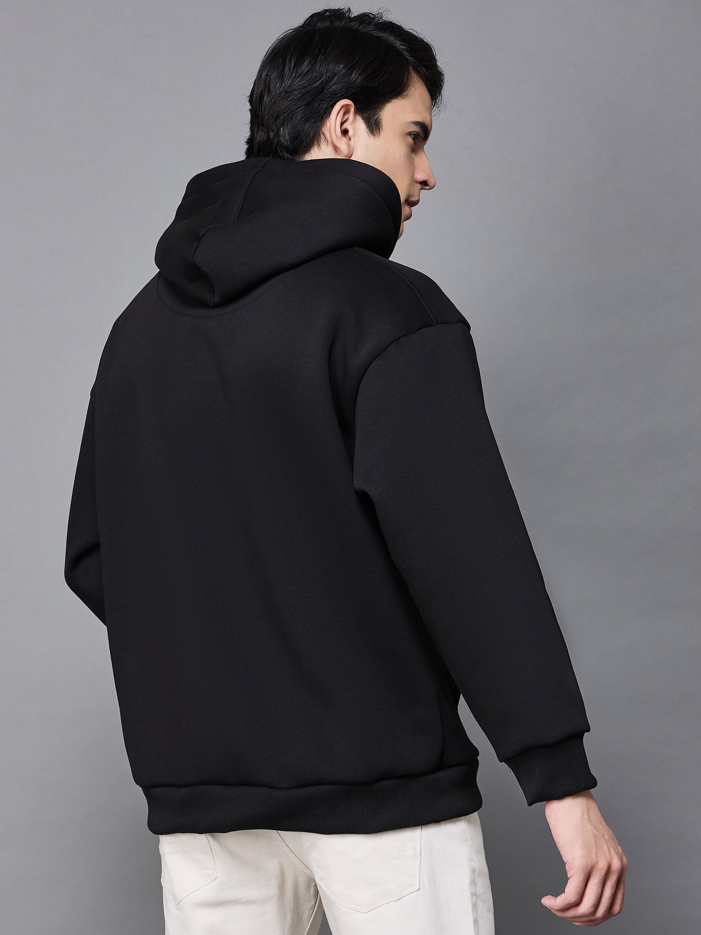 Black Oversize Embroidered Hoodie