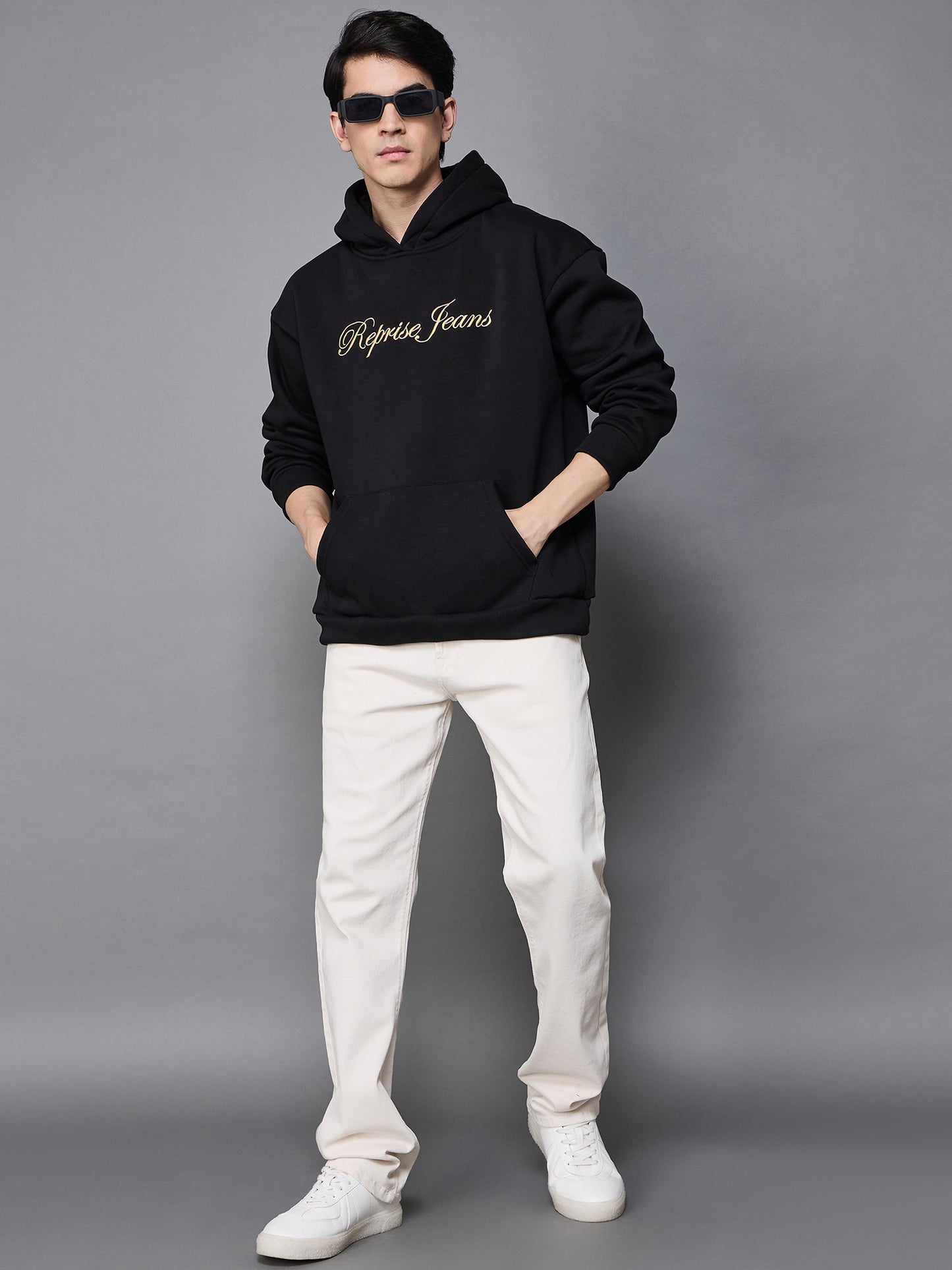 Black Oversize Embroidered Hoodie
