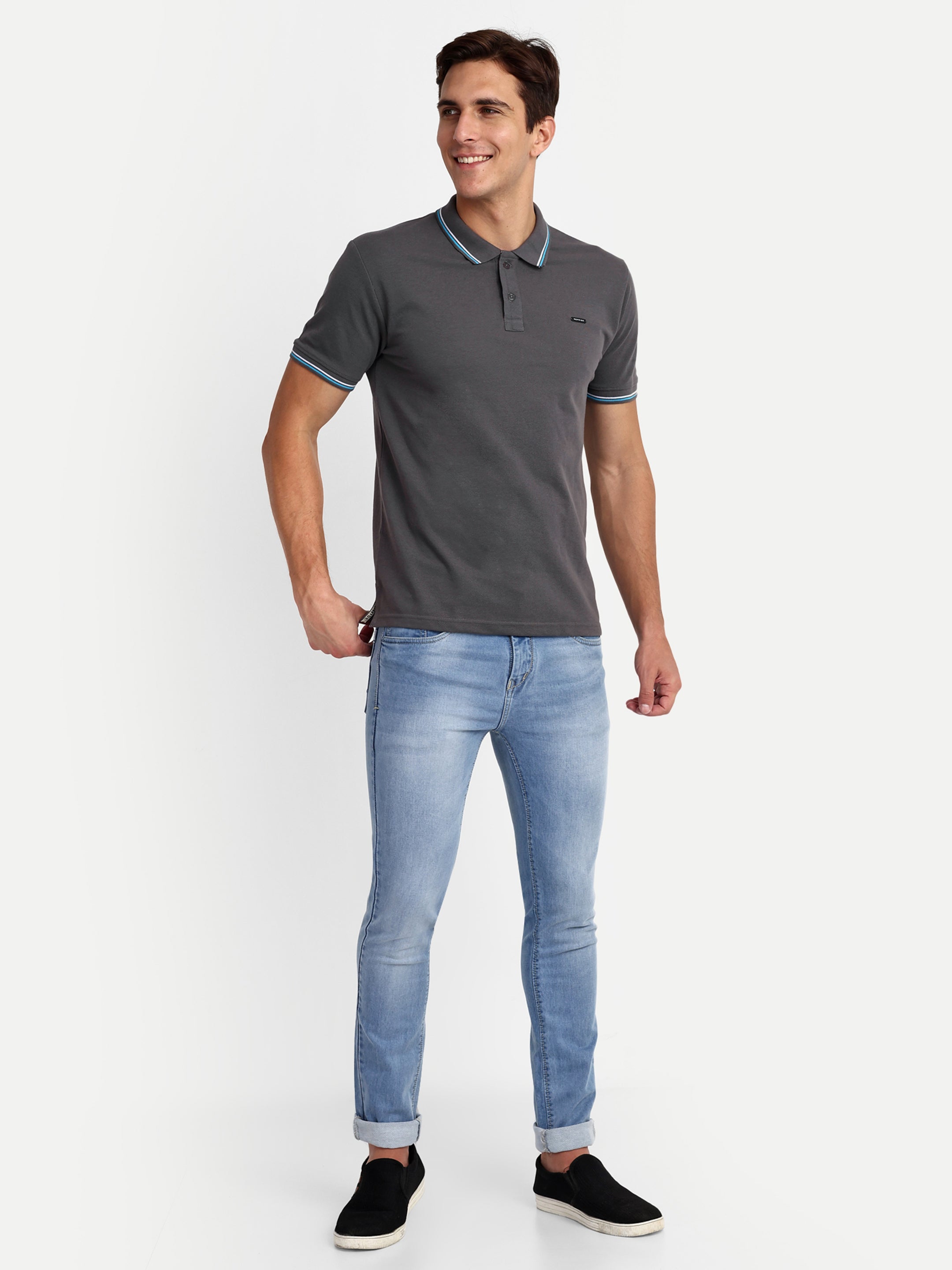Dark Grey Solid Polo Shirt - Reprise