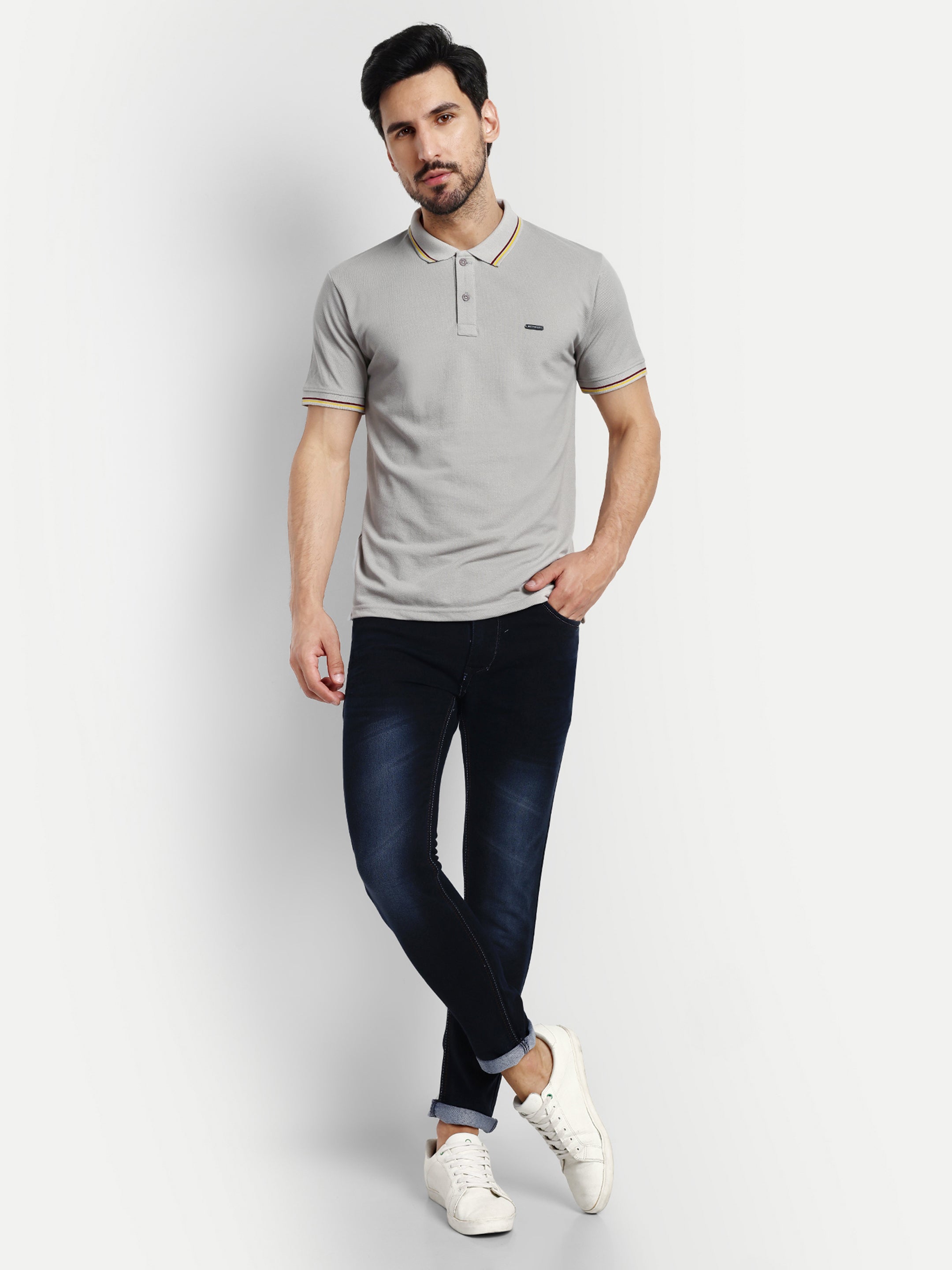 Grey Solid Polo Shirt - Reprise