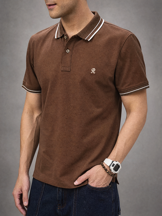 Men Stripe Brown Polo TShirt - Reprise