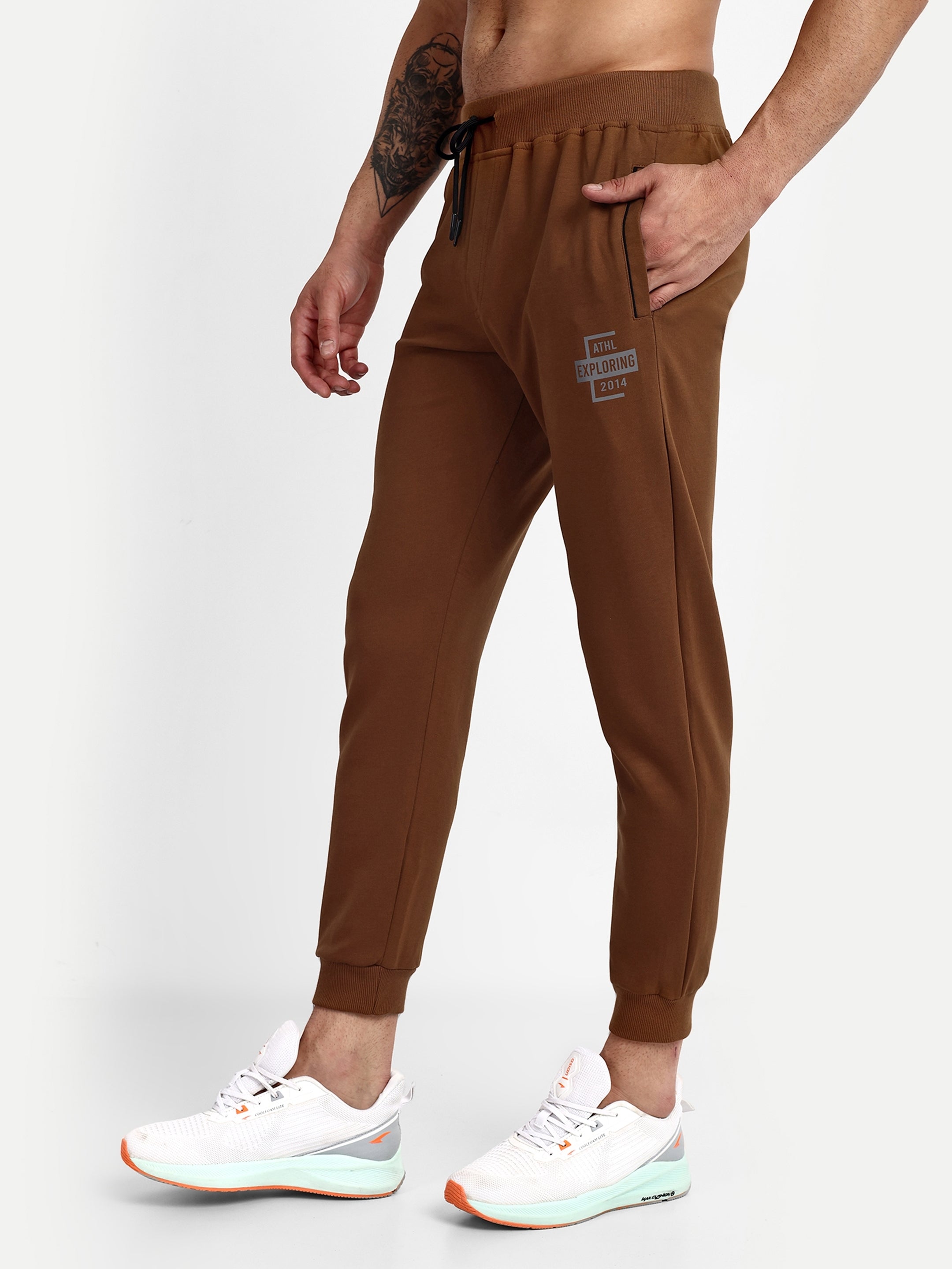 Men's Brown Cotton Casual Joggers - Reprise