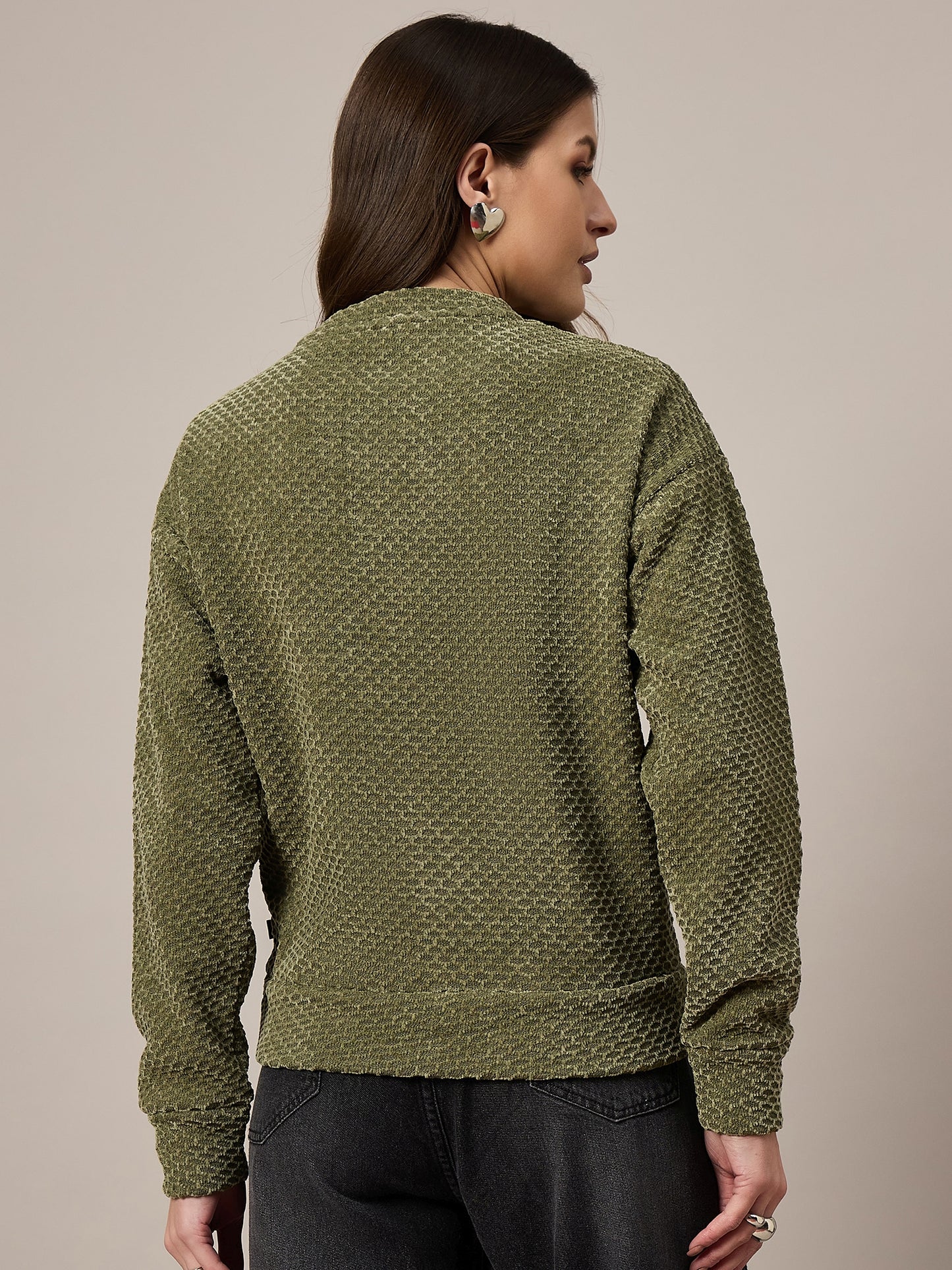 Olive Velour Sweatshirt