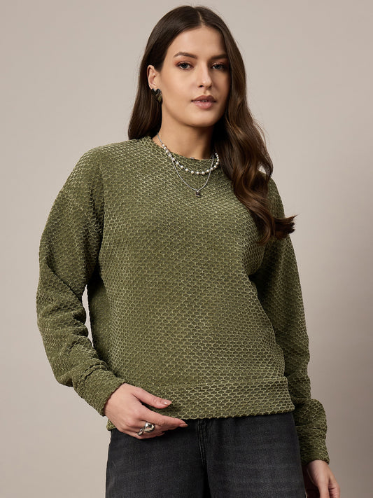 Olive Velour Sweatshirt