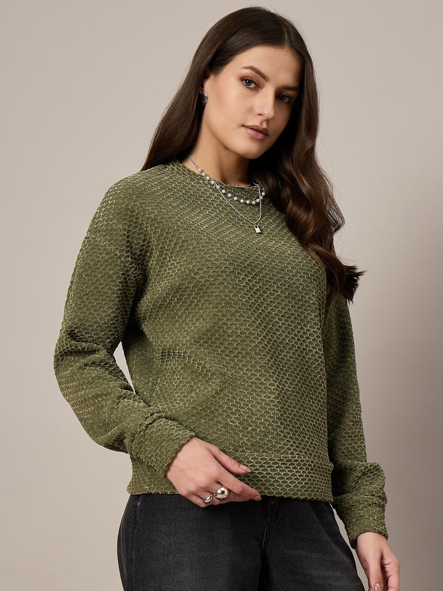 Olive Velour Sweatshirt