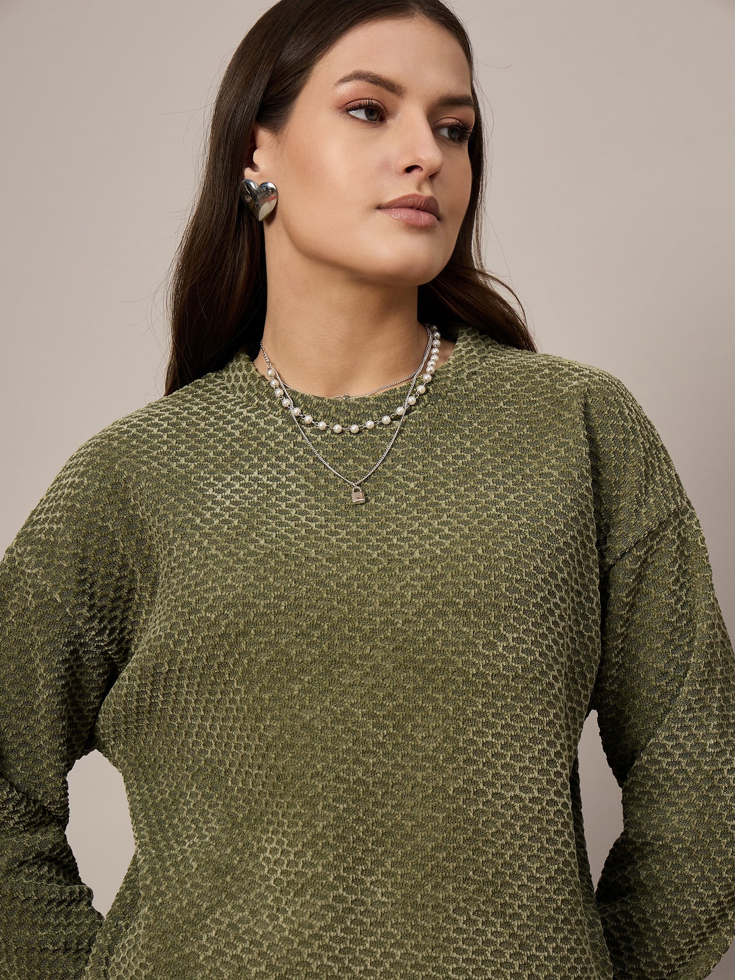 Olive Velour Sweatshirt