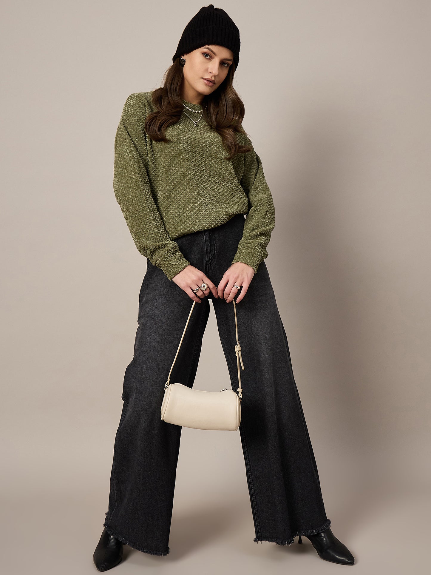 Olive Velour Sweatshirt
