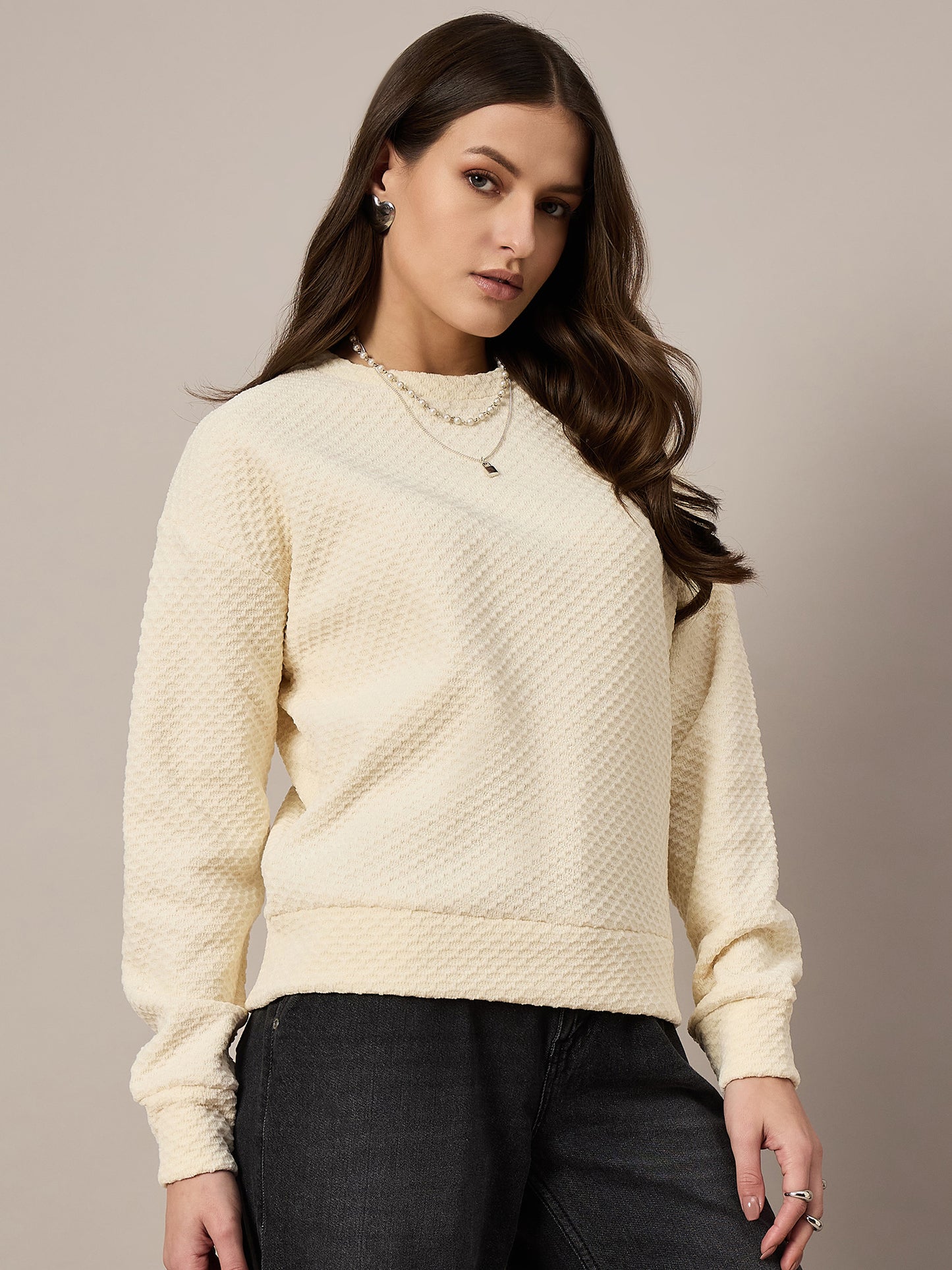 Cream Velour Sweatshirt
