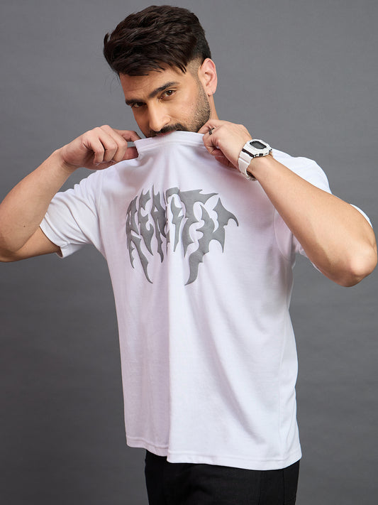 Men Oversized Round Neck Drop Shoulder T-shirt White