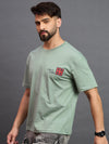 Men Oversized Round Neck Drop Shoulder T-shirt Sage