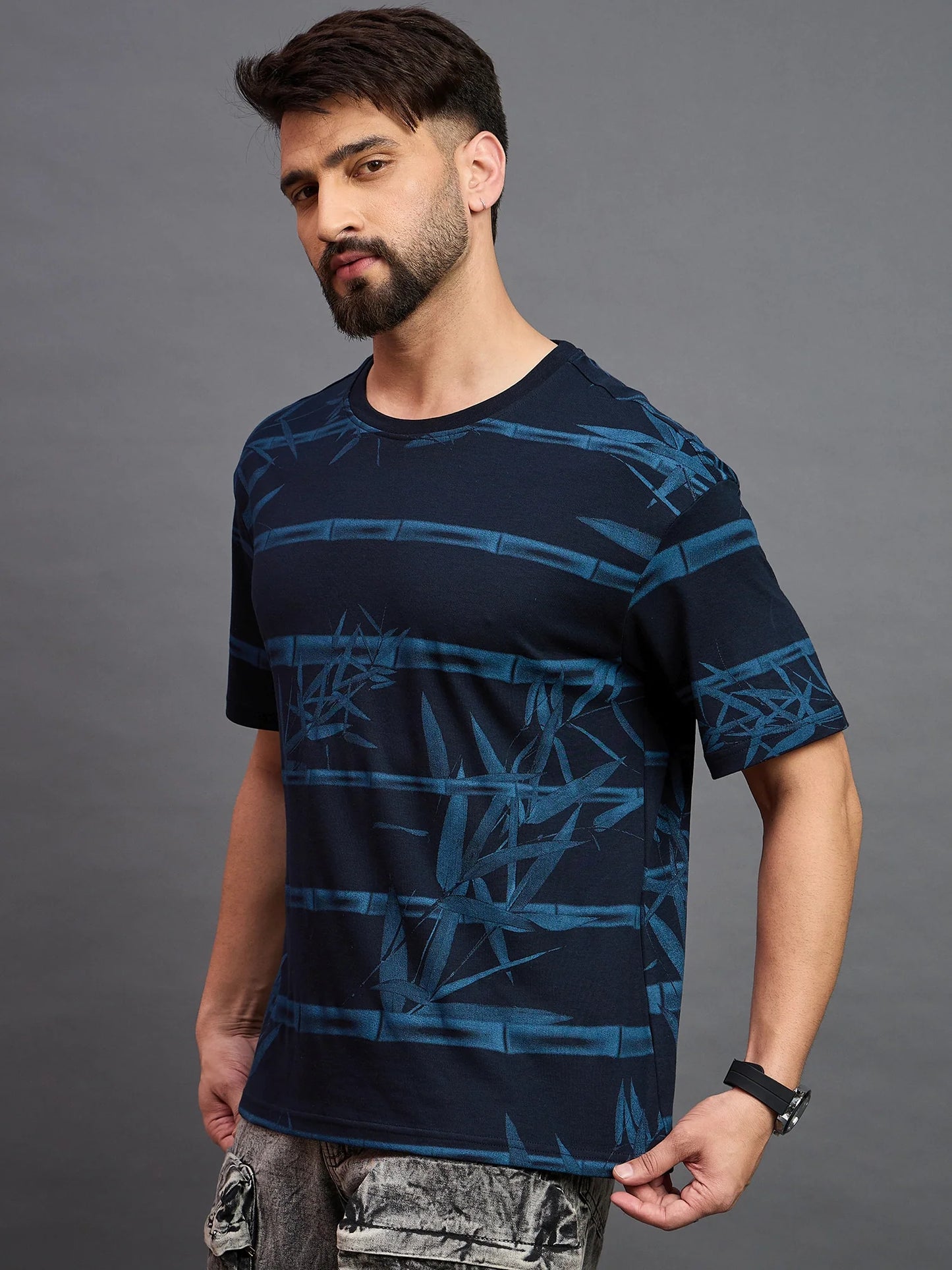 Men Striped T-shirt Light Navy